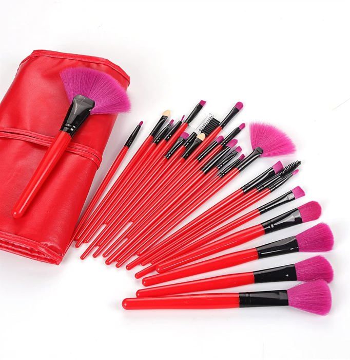 Set de 24 pinceaux de maquillage Professionnelle -Rouge