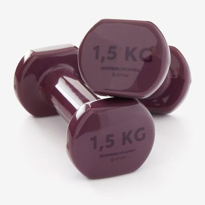 Haltère Fitness - Bordeaux - 1,5 kg - Ne roule pas - Polyvalent - Musculation