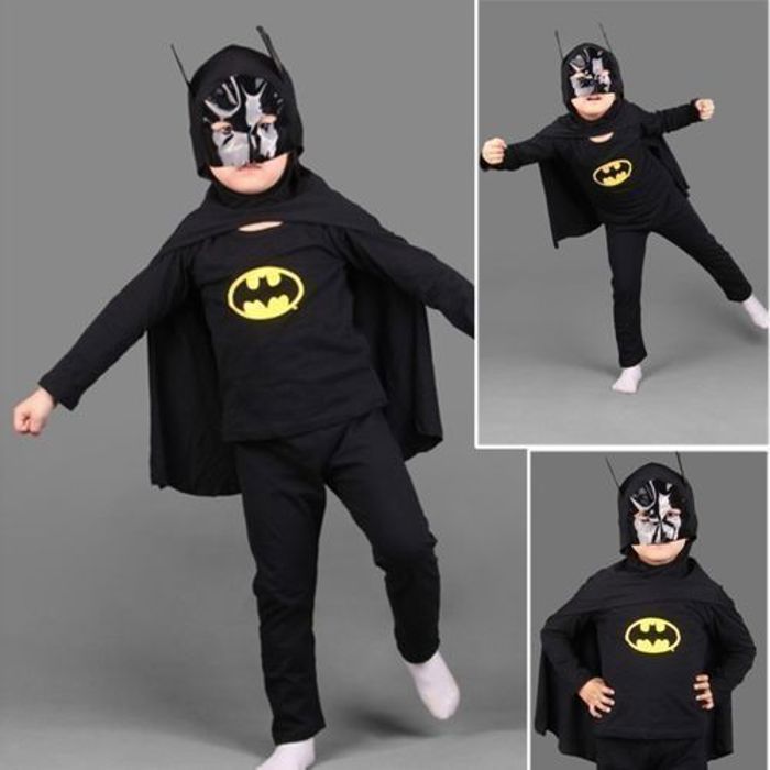 Déguisement enfant - Batman - Costume 3 pièces - Tissu étirable - Lavable à la main - 3 tailles disponibles