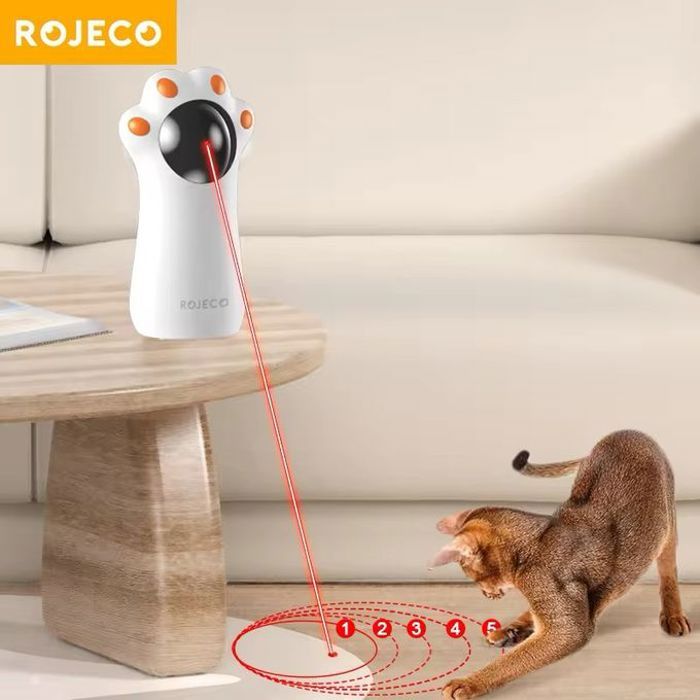 Jouet Laser Interactif pour Chat - Rechargeable - Utilisation Extérieure - Amusement pour Chats