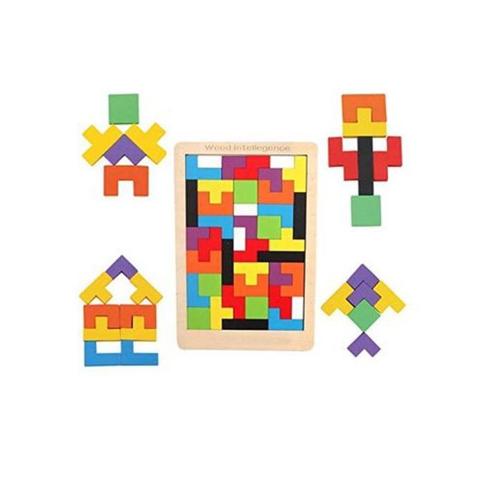 Tableau en bois Tangram et Tetris d'intelligence