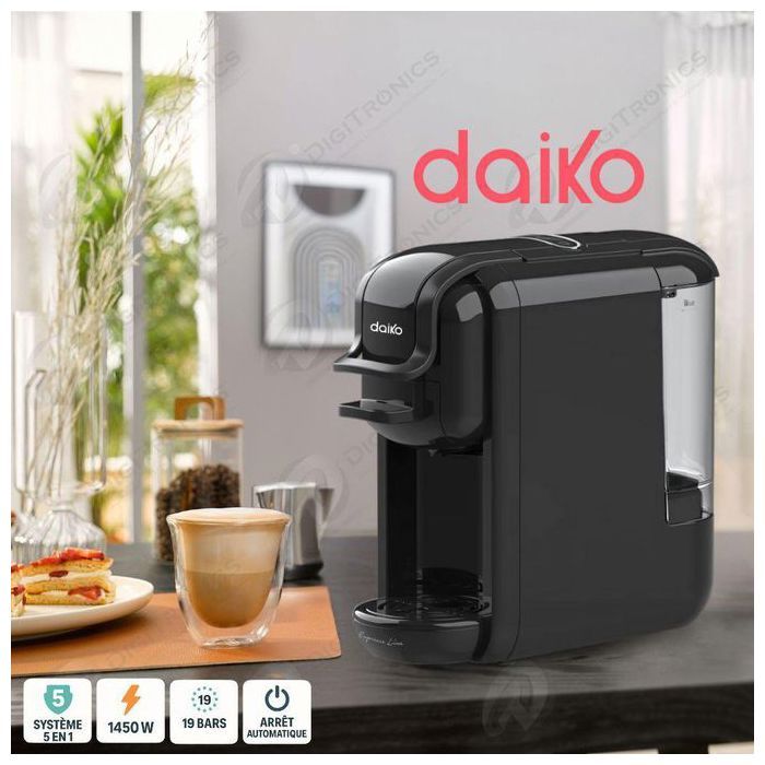 Machine à café - DAIKO - CF8193K - 19 Bars - 1450W - Compatible Nespresso et Dolce Gusto