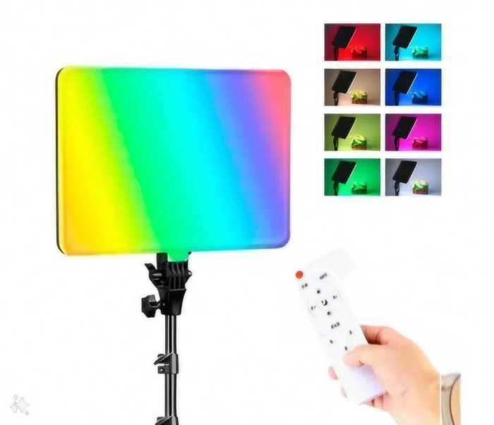 LED Panel Light RGB télécommande, for Studio Photography | Video  YouTube RGB 10" Camera Light with 210 cm Reversible Stand