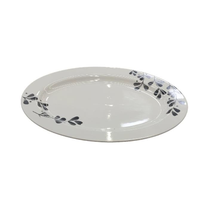 ASSIETTE PLATE OVALE EN PORCELAINE AVEC DECO (S) 30,5*2