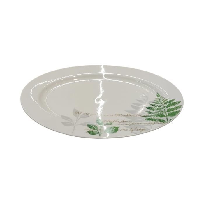 Assiette Plate Ovale - Non spécifié - 35,5 x 26 cm - Porcelaine - Gris - 1 pièce