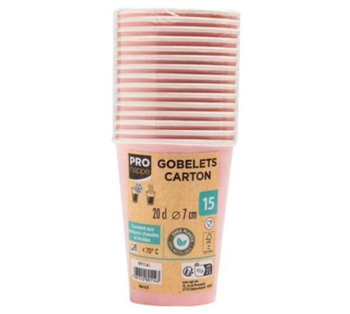 Gobelets en carton - Noname - 20 cl - Rose - 15 pièces - Écologique