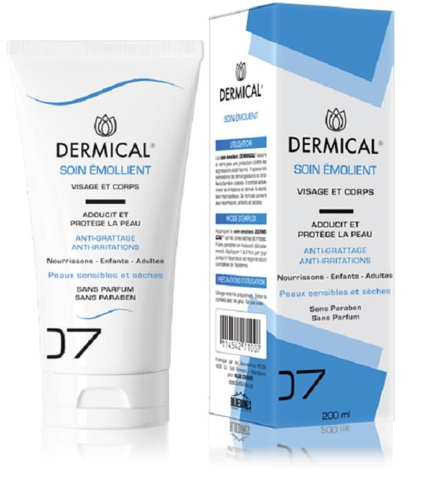 Hydratant Corps - DERMICAL - Soin Émollient - 200Ml - Hypoallergénique - Crème