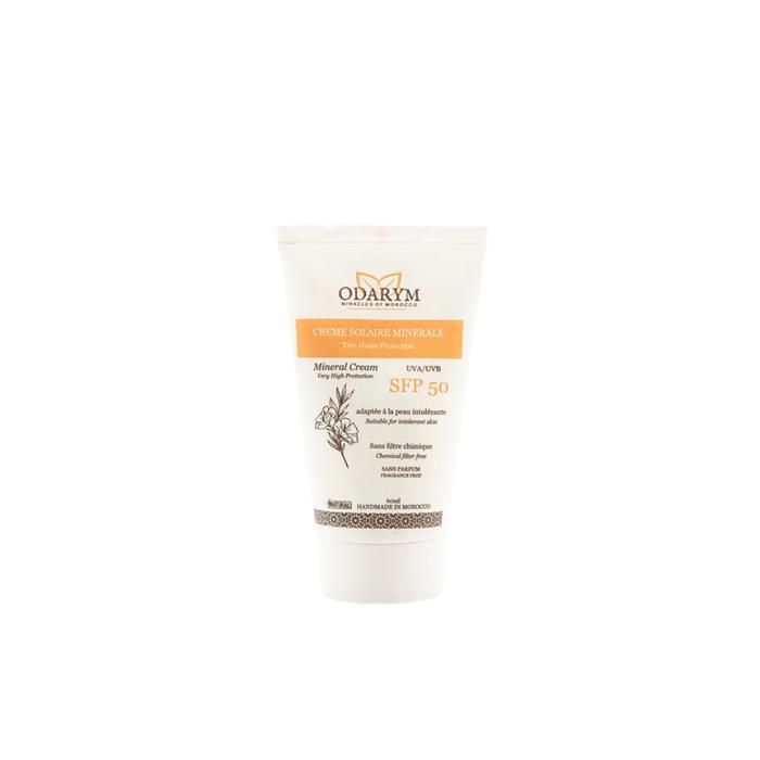 Crème Solaire Minérale - ODARYM - SPF50 - Protection UVA/UVB - Texture Crème - SANS PARFUM