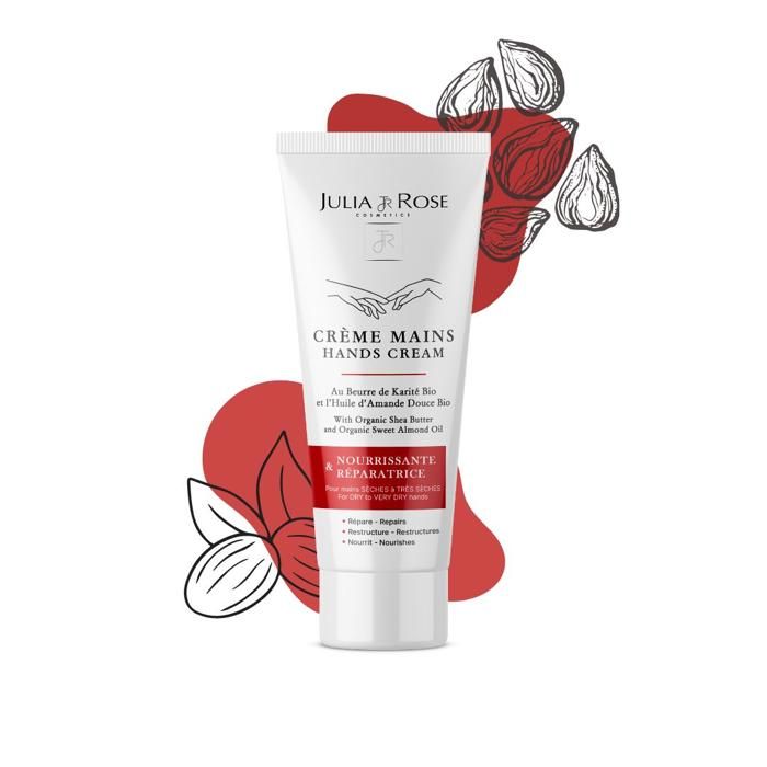 Crème Mains - Julia & Rose - Beurre de Karité Bio - Huile d'Amande Douce Bio - 50ml