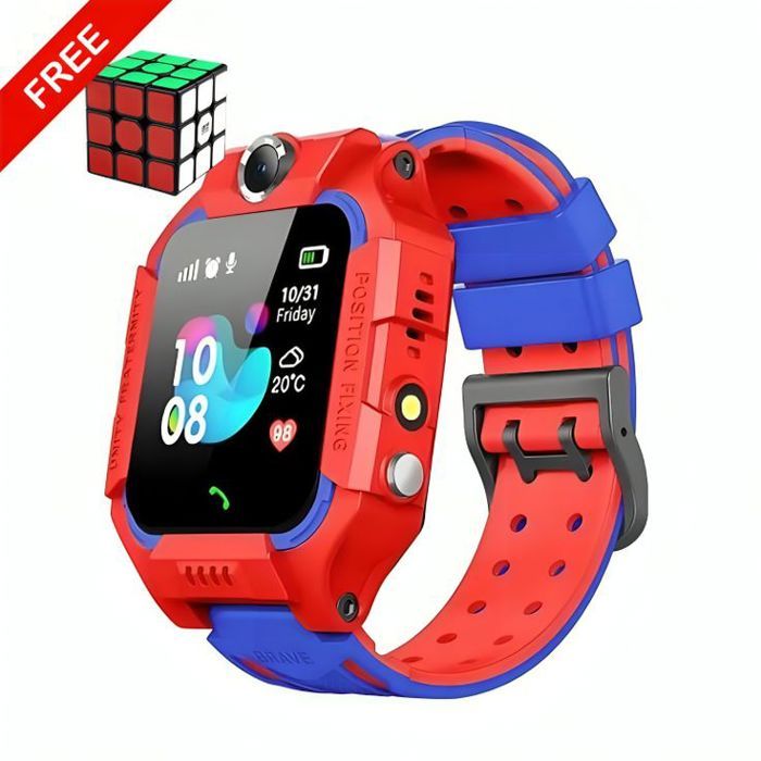 Montre Intelligente pour Enfant ROUGE -Smart watch + Puzzle de vitesse 3x3 GRATUIT