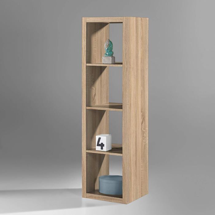 Étagère Cube - Moderne - Marron - 41 x 147 x 38 cm - Livrée montée - Bois massif