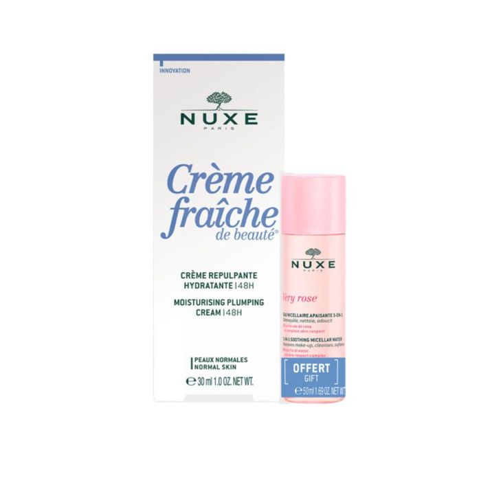 Hydratant Visage - NUXE - Crème Fraiche Riche 30Ml - 48 Heures d'Hydratation - Eau Micellaire 50Ml - Peau Sèche