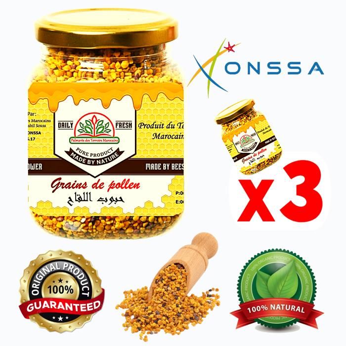 Grains de pollen 100% Naturel (énérgissant, Fértilité, superaliment, Grippe, rhum) 300g