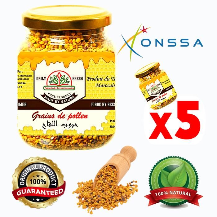 Grains de pollen 100% Naturel (énérgissant, Fértilité, superaliment, Grippe, rhum) 500g