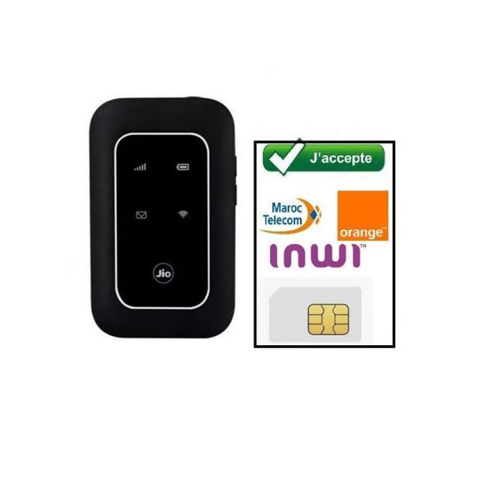 Modem 4G LTE JioFi WD680+ WiFi Hotspot avec batterie 2100mAH 10 heures