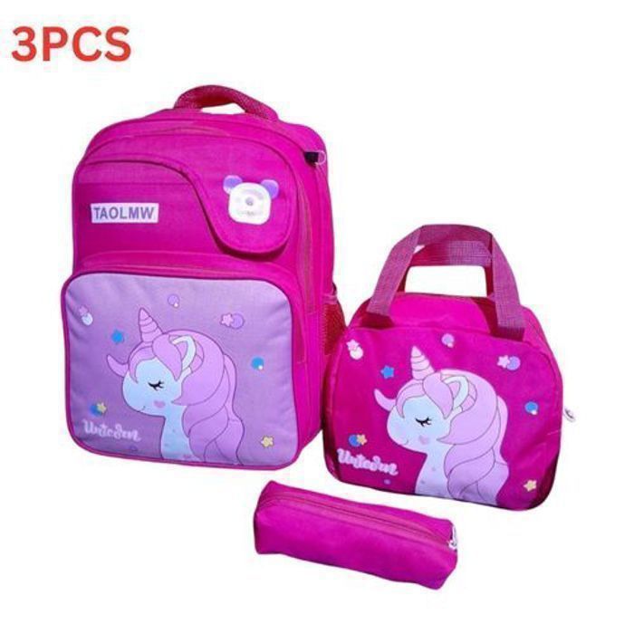 Kit scolaire - GENERIC - Sac à dos, sac à lunch, trousse - Rose - Design ergonomique - Matériaux durables