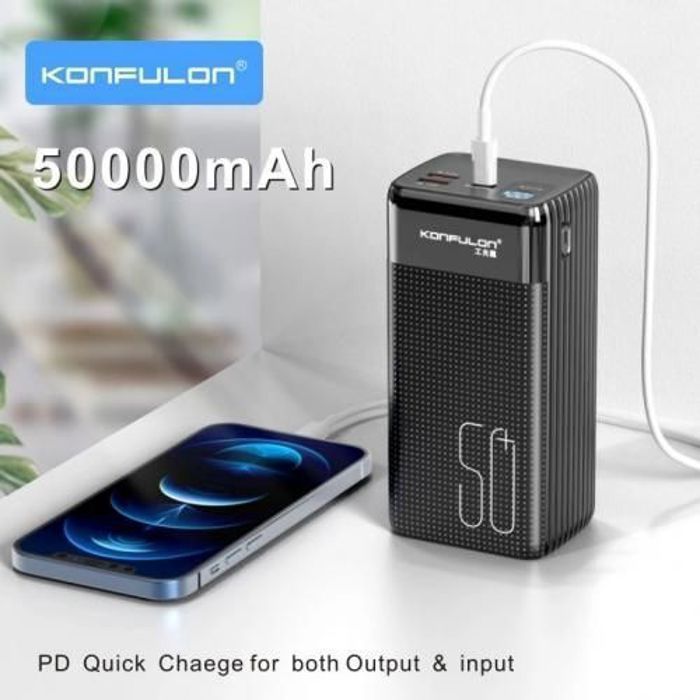 Power Bank 50000 mAh avec PD 20W USB-C QC4.0 + 22.5W QC3.0 USB-A, 2 Support PPS AFC FCP Charge rapide