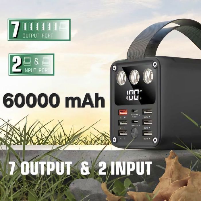 Power Bank 60000 mAh PD 22.5W USB-C QC4.0 + 22.5W PD, Support super fast charge