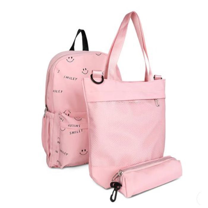 4PCS cartable :sac à dos + sac à main + sac à bandoulière + trousse, Mallette Rose