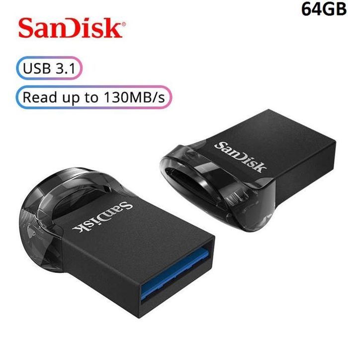 Sandisk Ultra Fit 64GB Clé 64Go USB 3.1 Vitesse allant jusqu'à 130 Mo/s