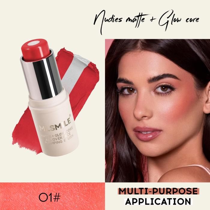MLSMILE Fard à joues Solid 2N1 Blush Cream Highlight Stick Matte And Glow Core #01 - 7g