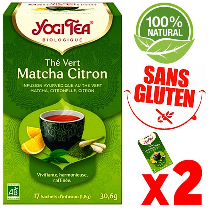 Infusion minceur perte de poids thé Vert Matcha Citron 100% bio sans gluten 34 sachets