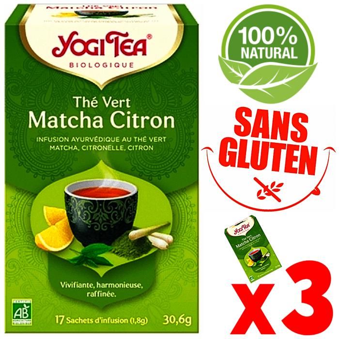 Infusion minceur perte de poids thé Vert Matcha Citron 100% bio sans gluten 51 sachets
