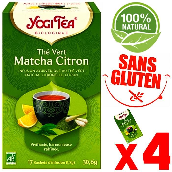 Infusion minceur perte de poids thé Vert Matcha Citron 100% bio sans gluten 68 sachets