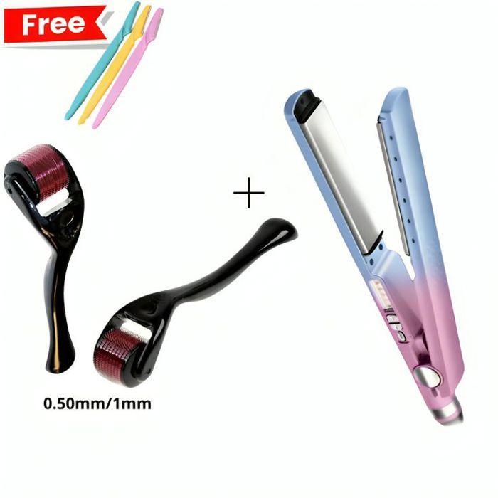 REPASSEUR À CHEVEUX SONAR SN 1027 +  2 Système de rouleau Derma 0.50mm et 1.0mm avec 3 Razoir GRATUIT - PACK