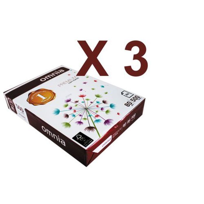 Omnia ramettes Papiers A4 blanc 80 g - 500 feuilles - (21 x 29,7 cm) X 3
