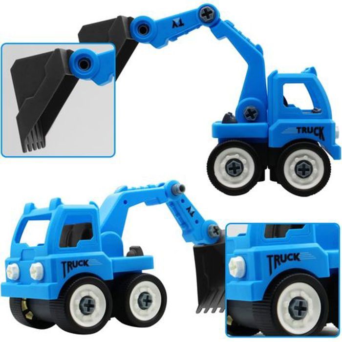 Jouet Camion Vehicules de Chantier Excavatrice pour Enfant 3,4,5 Ans Démontage