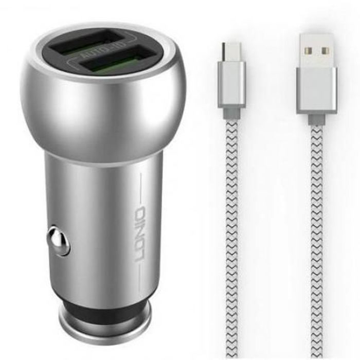 Ldnio Chargeur Auto C401 2 ports USB - Avec cable Type C 1M - Gris