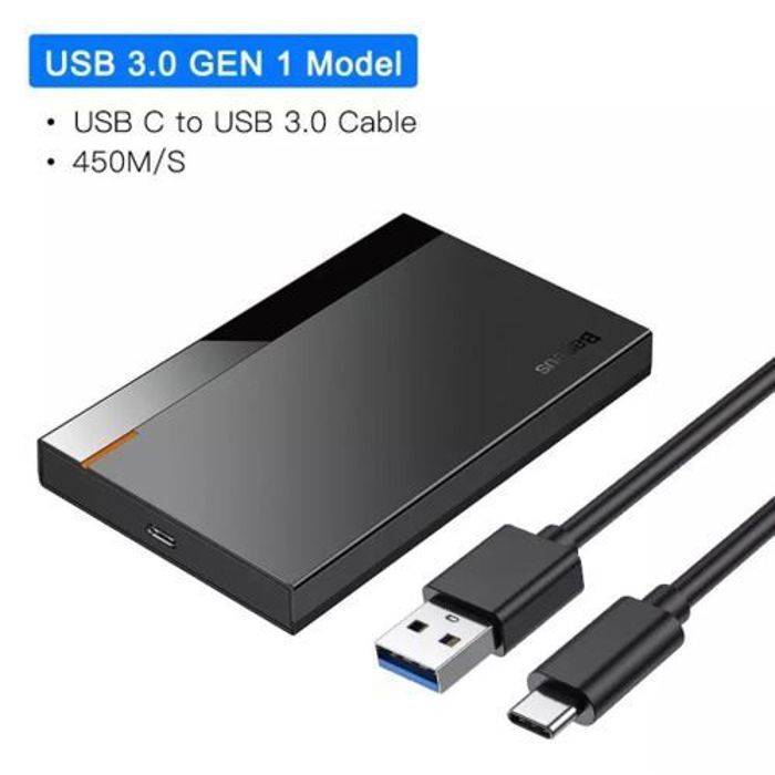 Baseus Boitier Pour Disque Dur SSD et HDD Avec Port Type-C(Gen 1) à USB 3.0  Full-Speed.
