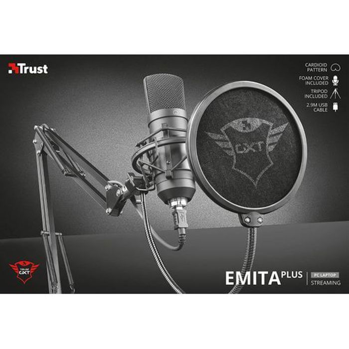 Trust Microphone Professionnel Gaming GXT 252+ avec Bras Pour PC, PS4, PS5, Chant