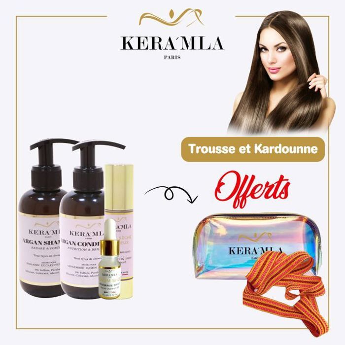 Pack Cheveux - KERA'MLA - Sérum Anti-Chute - Huile Sèche - Shampooing à l'Huile d'Argan