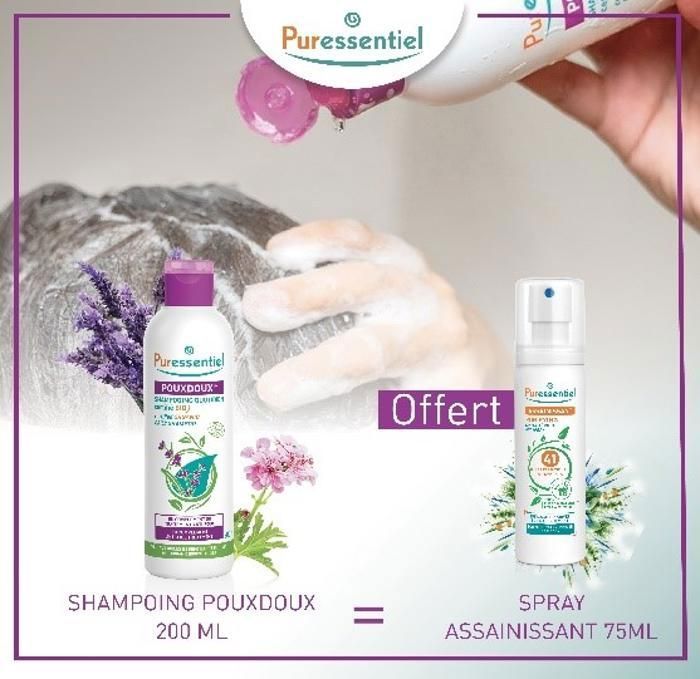 Pack PURESSENTIEL - Shampooing Bio pouxdoux + Spray assainissant offert – Protection naturelle
