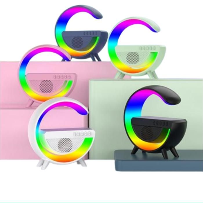 Lampe LED connectée - QU - Haut-parleur Bluetooth - Chargeur sans fil - Blanc - Portable (Couleur aléatoire)
