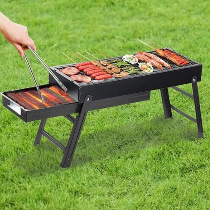 Barbecue à Charbon de Bois Portable pour Événements Extérieurs 60x22x31.5cm