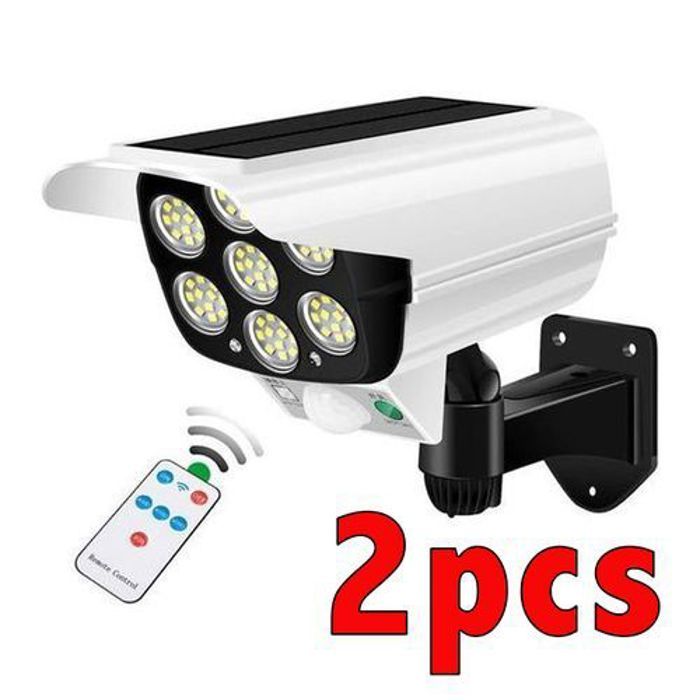 pack 2 lampe solaire caméra factice capteur de mouvement extérieur