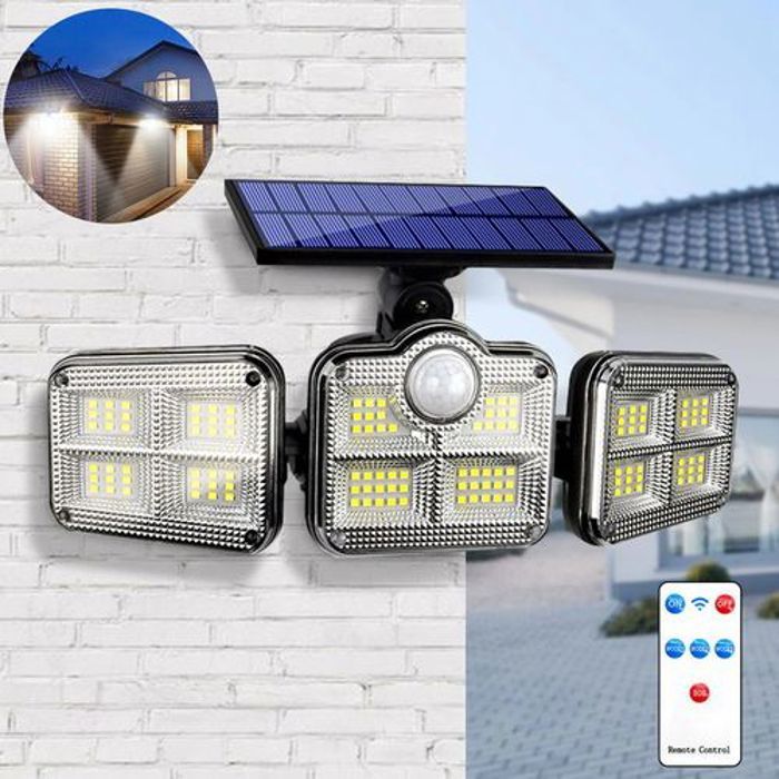 Applique murale solaire - Non spécifié - Imperméable - 3 capteurs de mouvement - Jardin - Noir