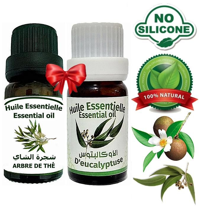 Huile essentielle eucalyptus 100% Naturel-10ml + Huile essentielle Arbre à thé 100% naturel -10ml