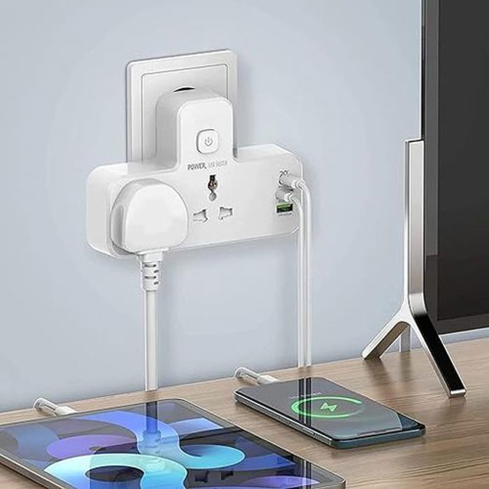 Multiprise électrique 2 ports USB-A et 1 port USB-C et 2 prises PD & QC3.0 EU