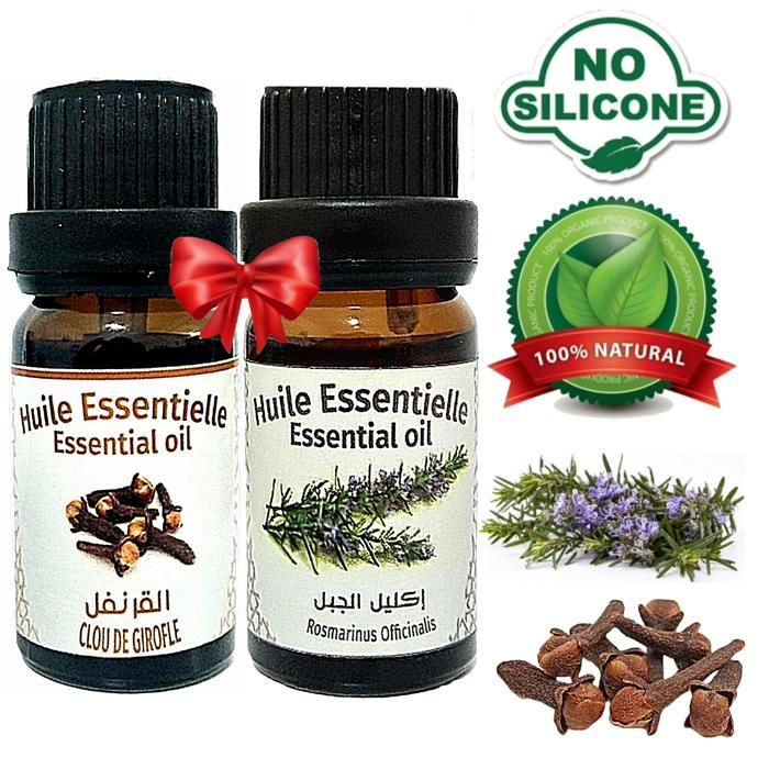 Huile essentielle Romarin 100% Naturel -10ml + Huile essentielle Clou de Girofle 100% Naturel -10ml