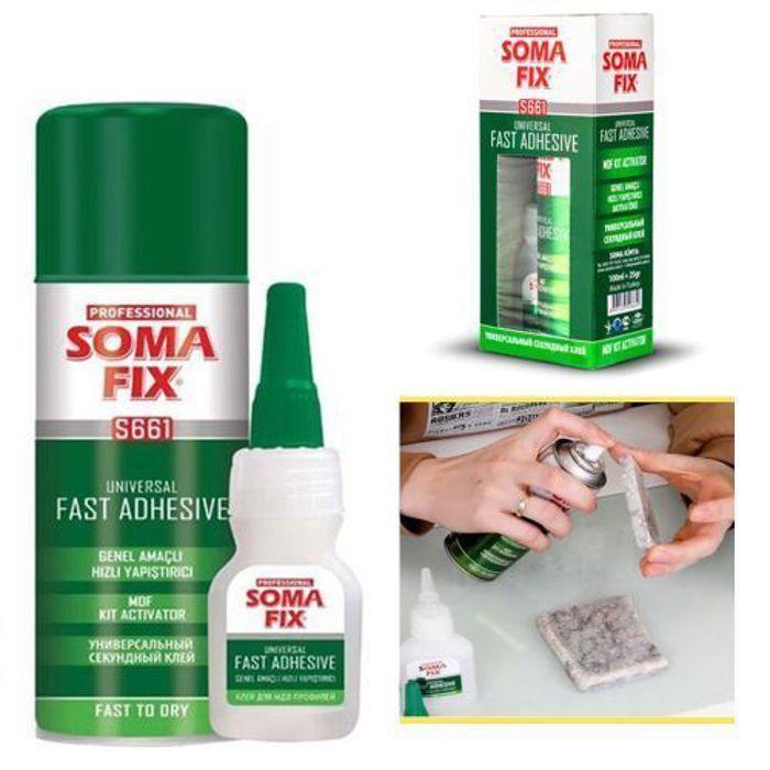 Offfre Somafix Kit de colle adhésive rapide universelle avec activateur 100 ml