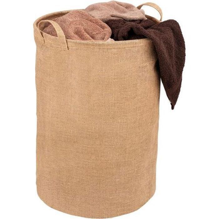 Panier de rangement - ADZA - 38x55 cm - 79 litres - 100% jute - Beige