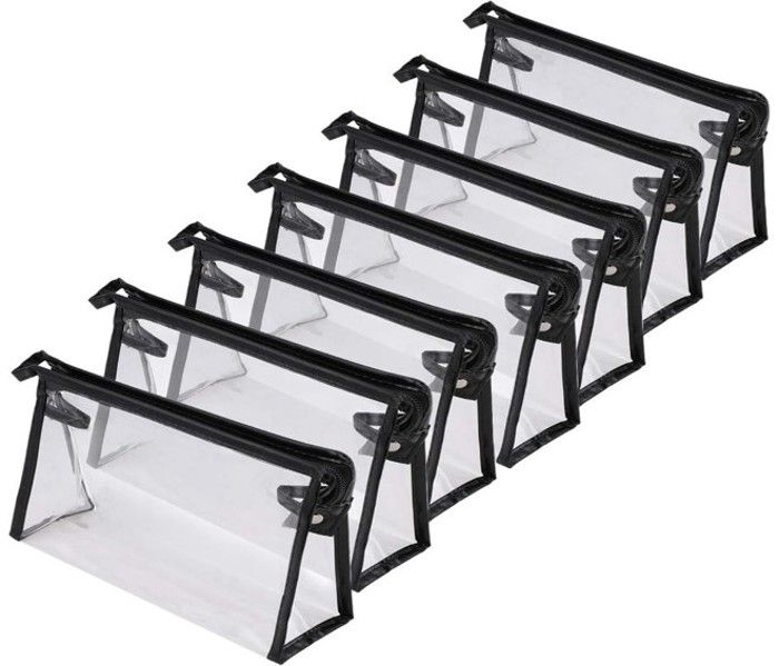 Lot de 7 trousses de maquillage transparentes fermeture éclair 22,99 x 14 x 7 cm