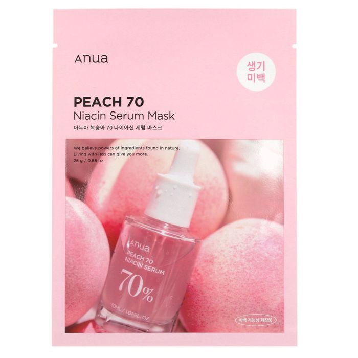 Masque en tissu - ANUA - Peach 70 Niacin Serum - 25ml - Vegan - Hydratant et éclaircissant