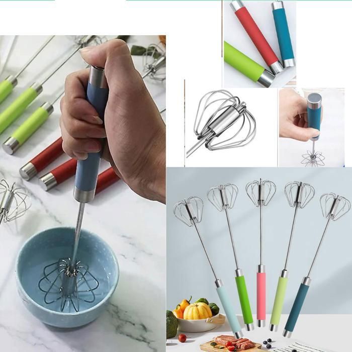 Batteur d'œufs semi-automatique à pression manuelle, mélangeur d'œufs, mélangeur de café et de lait (Couleur aléatoire)