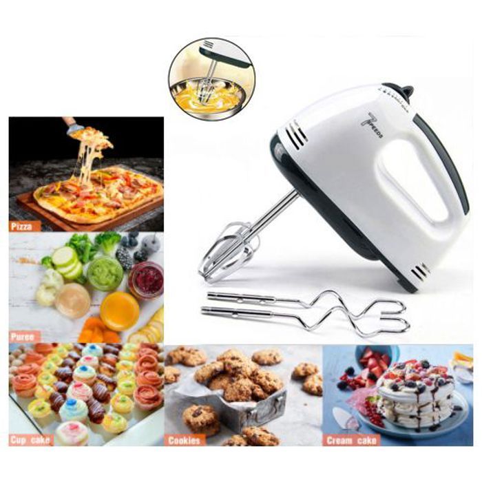 Batteur électrique à main, mélangeur manuel de pâte à 7 vitesses, mélangeur d'aliments multifonctionnel à main