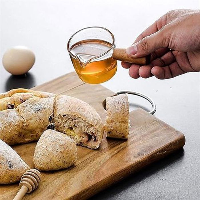 Tasse à mesurer en verre avec manche en bois,multifonctionnelle